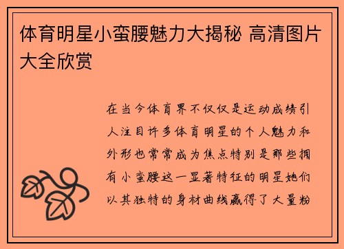 體育明星小蠻腰魅力大揭秘 高清圖片大全欣賞